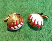 Gold Baseball Cufflinks - Cuff Links Made From a Real Gold Baseball