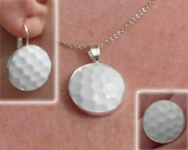 Golf Ball Necklace Pendant, Earrings, and Ring Set - Handmade From a Real Golf Ball