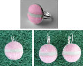 Pink Tennis Ball Necklace Pendant, Earrings, and Ring
