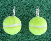 Real Tennis Ball Earrings - Handmade Earrings From a Real Tennis Ball