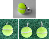 Tennis Ball Necklace Pendant, Earrings, and Ring